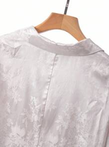 SHEIN Clasi Conjunto de traje elegante de pierna ancha de alta gama para mujer de talla grande, blazer de manga larga y pantalones, versátil y de moda para el uso diario - Beis - Ver 5