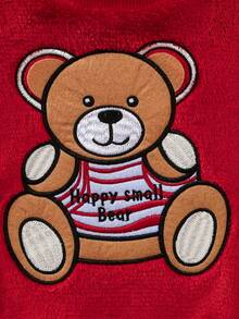 SHEIN Cute Round Neck Plush Baby Boy Outfit Fall Winter - Rose Red - View 8