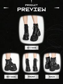 ROMWE Goth Women's Cowboy Boots, Coffee Brown Color, Fashion Pointed Toe Embroidery Chunky Heel Western Boots, Spring/Autumn New Arrival For Christmas - Coffee Brown - View 6