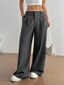 SHEIN Unity Women's Elegant Design Flattering Straight Leg Pants Fall Cloth For Women