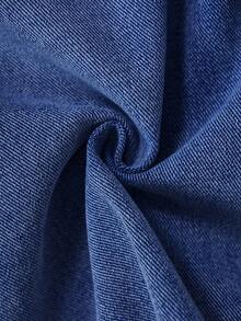 SHEIN 女婴蓝色宽松破洞牛仔裤 - 中等水洗藍 - 查看 6