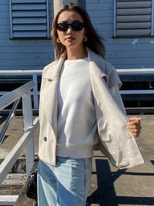 DAZY Women's Loose Short Sleeveless Woolen Vest Coat, Autumn/Winter Jacket