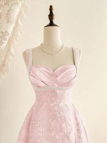 Vintamour 复古优雅女士提花纹理珍珠装饰女士派对礼服 女士夏季礼服 女士夏季服装 毕业礼服 度假服装 女士婚礼宾客礼服 女士太阳裙 女士毕业礼服 女士生日礼服 女士礼服 优雅女士夏季服装 女士太阳裙 蓝色礼服 度假服装 女士生日服装 女士夏季婚礼礼服 - 粉色 - 查看 2