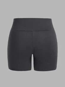 SHEIN EZwear 4 件套休闲简约字母印花短款高腰紧身打底裤，大码女款，适合夏季 - 彩色 - 查看 10