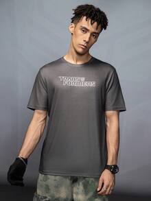 Transformers X SHEIN 男式字母与机器人图案圆领短袖T恤 - 灰色 - 查看 5