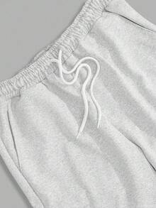 SHEIN Cottnline Men Cottonline Cargo Pockets Drawstring Waist Regular Sweatpants - Grey - View 4