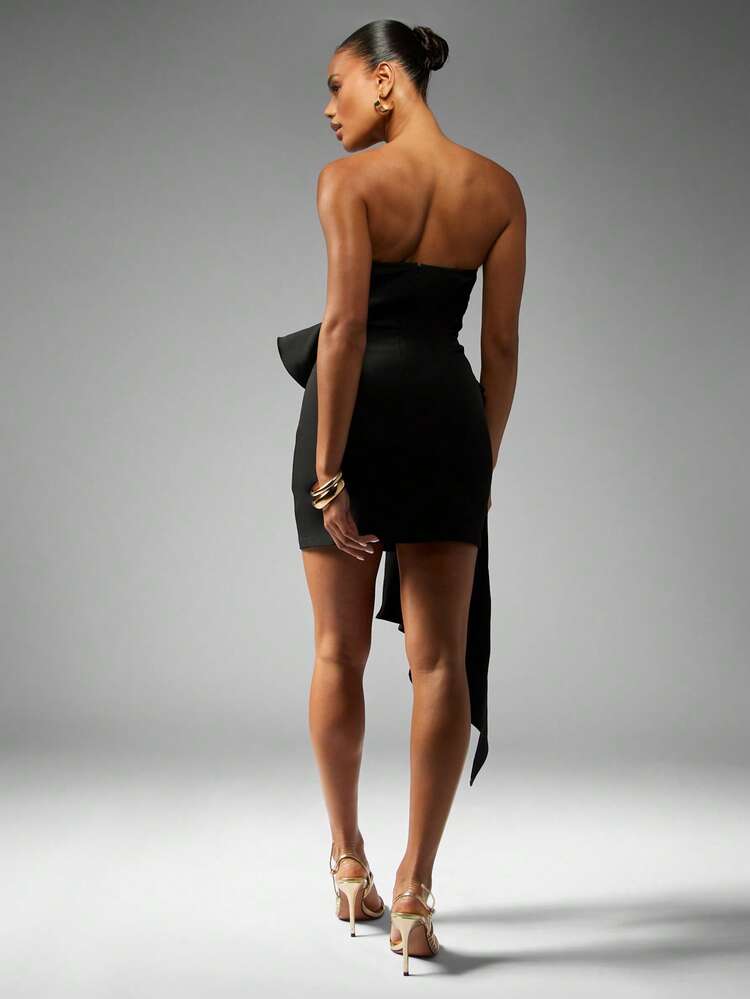 MISSGUIDED Strapless Mini Dress With Asymmetric Peplum Ruffle