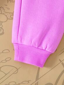 Astro Boy X SHEIN 2pcs/Set Young Girl Cartoon Figure Graphic Contrast Color Patchwork Crew Neck Long Sleeve Sweatshirt And Sweatpants Outfit - Pink - View 7