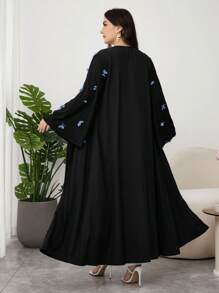Al Najma Plus Size Women's 3D Butterfly Embroidered Abaya Robe, Spring/Summer - Multicolor - View 2