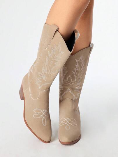 Fairycore Women's Hollow Out Embroidered Butterfly Wing Western Knee Boots, Spring Autumn New Leather