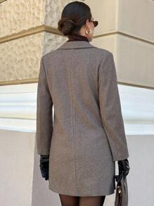 Lavishia Brown Long Sleeve Women's Overcoat, Fashionable For Commuting Office Outfits For Women Work Outfits For Women Work Clothes Women Business Professional In Fall/Winter