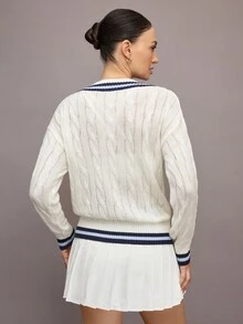 Activina Women's Casual Colorblock Striped Knit Sweater