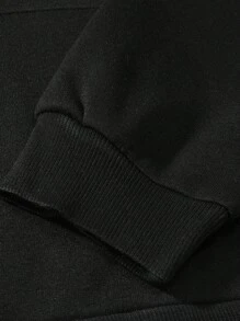 EURMUSE 男士字母与熊印花常规款连帽衫和裤子套装 - 黑色 - 查看 4