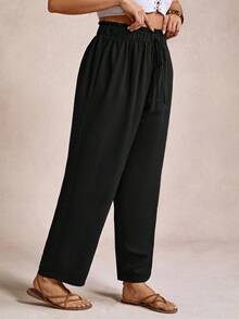 Freevana Plus Size Casual Solid Color Pants