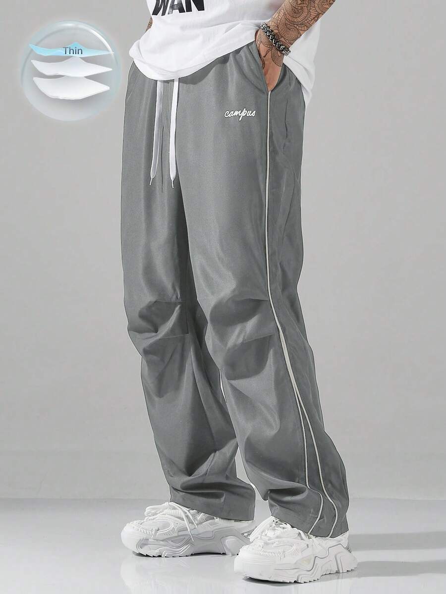 Manfinity Hypemode Men's Street Collegiate Style Pants, Fall - Grey - View 1