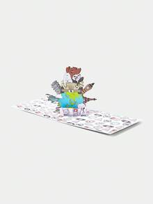 We Bare Bears X SHEIN 可爱熊世界旅行图案 3D 贺卡，适合送礼 - 彩色 - 查看 4