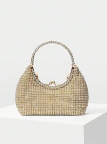 MOTF PREMIUM 水钻细节吻锁晚装包 - 金色 - 查看 2