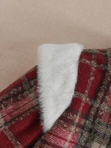 SHEIN Mantel Lengan Panjang Motif Kotak-kotak Kasual untuk Anak Perempuan, Cocok untuk Musim Gugur/Dingin, Pesta Natal, Aktivitas Luar Ruangan, dan Pakaian Sehari-hari di Musim Gugur. - MultiWarna - View 9