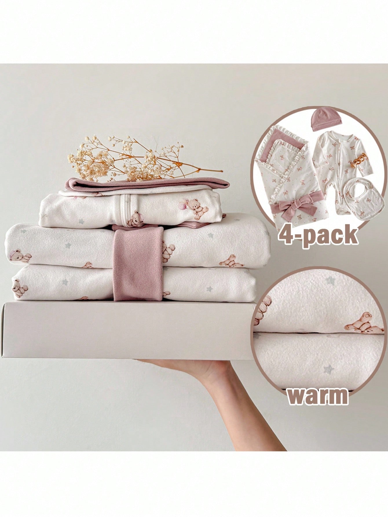 Loomiva 4 قطع طقم هدية أنيق وجميل للطفل الرضيع ولد...