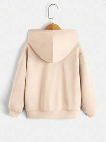 SHEIN 男童电子游戏印花休闲宽松卫衣，适合秋冬季穿着 - 卡其色 - 查看 2