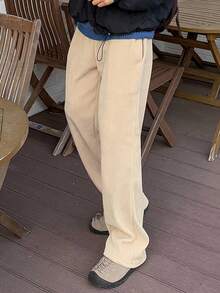 DAZY Quần nhung kẻ trơn màu be dành cho nam, mùa thu, dành cho mùa thu - Màu be - Xem 6