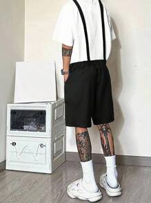 Claim Dot Men's Letter Graphic Pocket Loose Fit Bib Overalls Shorts