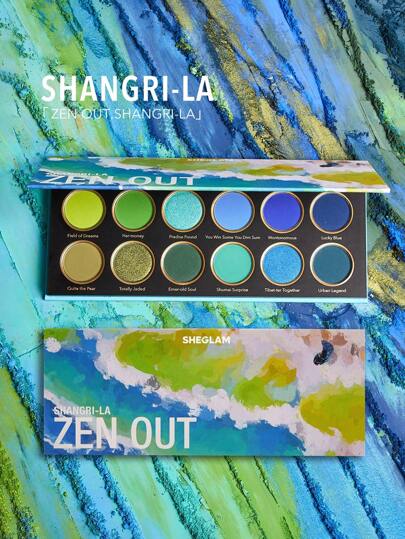 SHEGLAM Zen Out, Shangri-La Palette 12-Clolor Shimmer Metallic Matte Eyeshadow Palette Blue Green Highly Pigmented Colors Long Lasting No Smudge Smooth Blendable Eyeshadow Eye Makeup Cosmetics Blue Eyeshadow Brand Beauty Makeup Face Paint Cosmetic For Women Girls Perfect For Winter Ideal For Y2K Fancy Fashion Suitable For Birthday Gift Party Ready Best Color