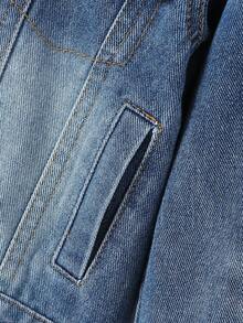 SHEIN Playful Pals 1 szt. chłopięca kurtka dżinsowa w stylu vintage, modna odzież wierzchnia w kolorze niebieskim, idealna do noszenia na co dzień