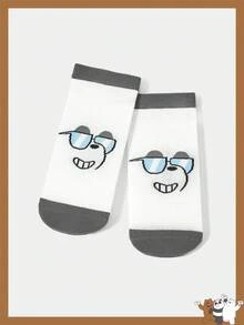 We Bare Bears X SHEIN 1 Pair Women's Funny Cartoon Pattern Contrast Color Ankle Socks