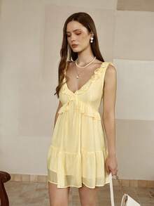 TrendSteals Gaun Wanita Polos Modis, Cocok untuk Musim Panas - Kuning - View 4