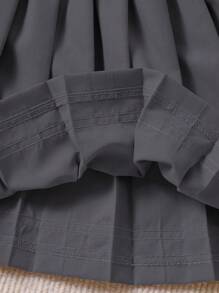 少女丝带饰褶裙 - 灰色 - 查看 6