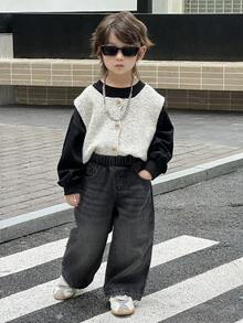 DAZY Kids Boys' Loose Straight Leg All-Match Jeans Pants, Fall