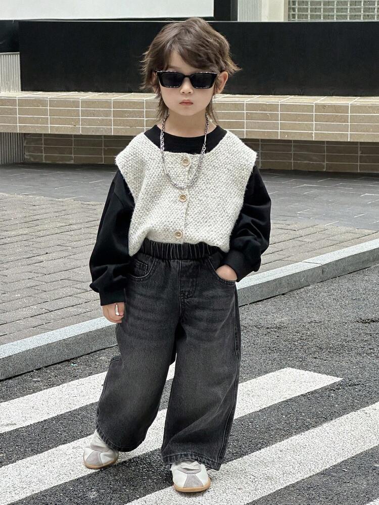 Kids Boys' Loose Straight Leg All-Match Jeans Pants, Fall