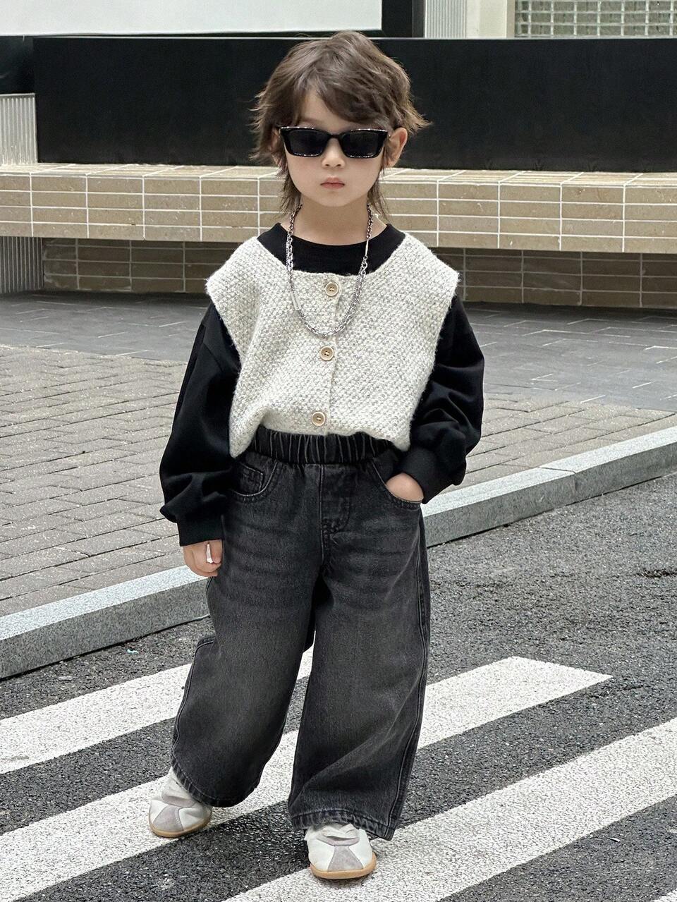 Kids Boys' Loose Straight Leg All-Match Jeans Pants, Fall