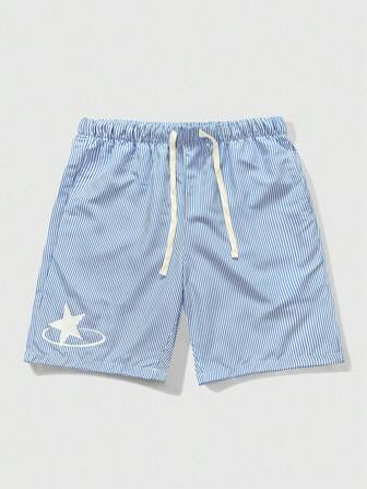 Pantalones cortos de rayas casuales de verano para vacaciones en la playa para hombres