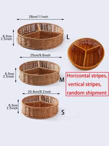 1pc Handmade Plastic Woven Fruit Storage Basket - Durable, Lightweight, And Organizer For Kitchen, Pantry, Or Dining Table - Perfect For Fruits, Vegetables, Snacks, And Home Decor - Brown - View 4