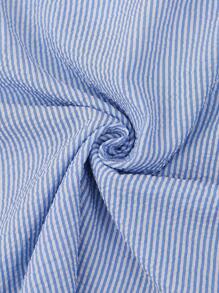 SHEIN Franclia 大码条纹拼布口袋二合一衬衫 - 藍色 - 查看 6
