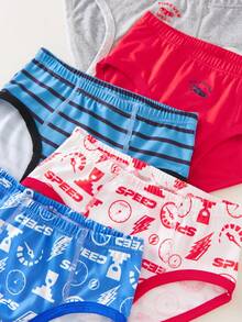 5件/包男童速度计图案基本款柔软舒适三角裤内裤幼儿男童内裤男童内裤套装儿童内裤幼儿内裤男童三角裤