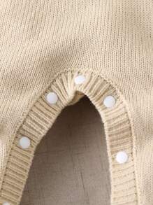 SHEIN Fashionable And Cute Versatile Shoulder Button Sweater Jumpsuit For Toddler Boys - Apricot - View 4