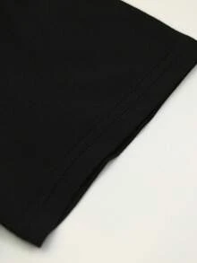 SHEIN CURVE+ Áo thun in hình phù thủy đội mũ Halloween cỡ lớn, thời trang thường ngày, áo thun cổ tròn cỡ lớn dành cho nữ, phù hợp cho mùa xuân và mùa hè - màu đen - Xem 3