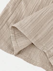 SHEIN Tween Girls' Casual Solid Lotus Root Pink Textured Fabric Drawstring Bow Palazzo Pants Wide Leg Linen Pants Wide Leg Pants Loose Pants Baggy Pants Girl Wide Leg Pants Khaki Girl Pants Khaki Pants Pants Baggy Teen Fall Winter - Apricot - View 7