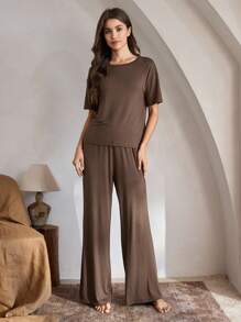 Ocili 休闲女士舒适柔软短袖上衣和裤子睡衣套装，家居服假日季节服装