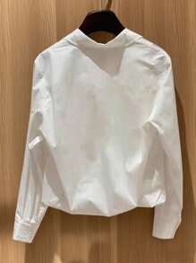 Franclia Women's Elegant Long Sleeve Shirt For Commuting - White - View 2