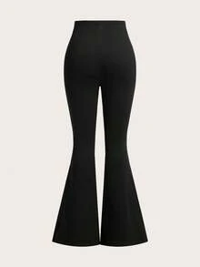 SHEIN EZwear 3pcs Women High Waist Skinny Flare Leg Pants Set - Black - View 6
