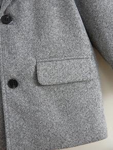SHEIN 男小童1入組西裝領翻蓋細節花呢外套 - 灰色 - 查看 5