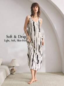 Ocili 舒适简约条纹印花女式睡袍