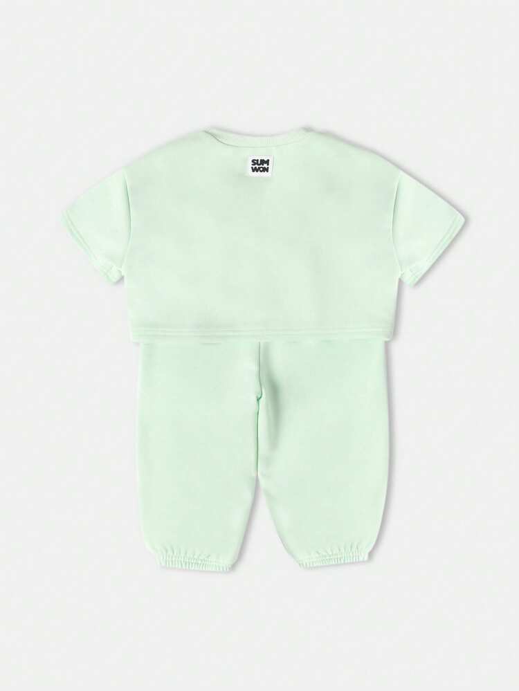 Butterfly Logo Crop Top With Jogger Pants Set