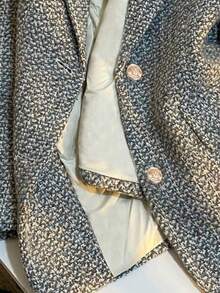 Franclia Retro französischer, eleganter H-förmiger Revers Grau-Blau Blazer für Frauen, geeignet für den täglichen Gebrauch, Herbst/Winter - Verschiedenfarbig - Übersicht 8