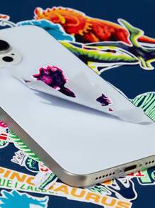 Discovery X SHEIN 42张卡通图案贴纸套装，适合学生、男士和女士，可用于笔记本、日记本、工艺品等物品。也可用于个性化滑板、笔记本电脑和行李箱。可移除背胶，易于撕除不留残胶，图案包括恐龙和霸王龙。