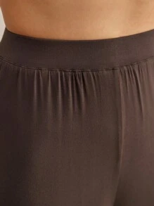 Ocili 休闲纯色家居服长裤，舒适阔腿瑜伽裤，秋冬款 - 咖啡棕 - 查看 5